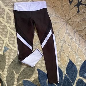 Fabletics Powerhold Leggings Black White Side Pocket 7/8 Full Length Small